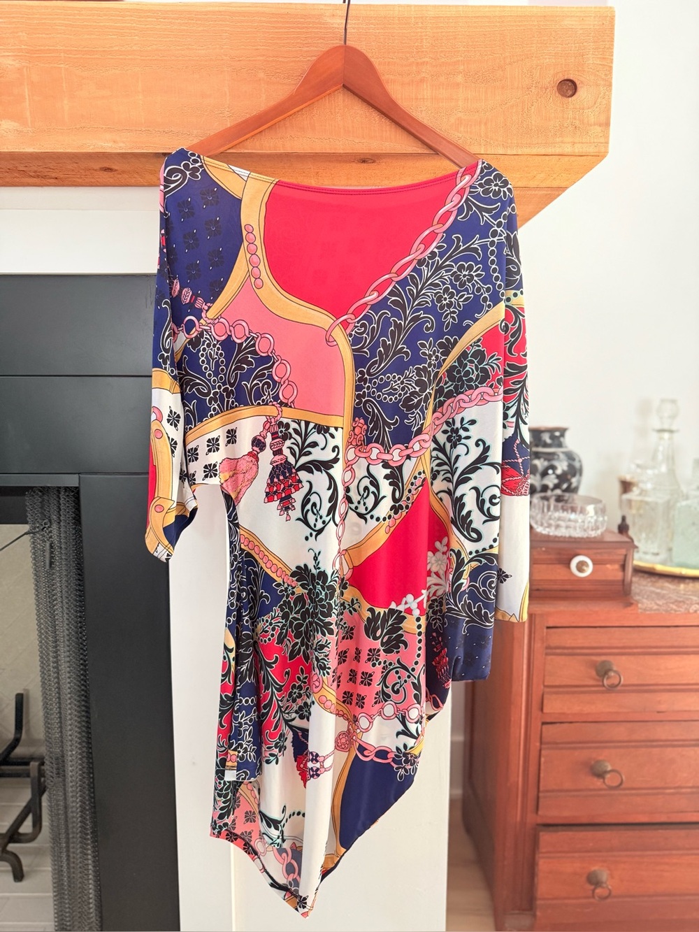 Fashion Nova Baroque Scarf Print Asymmetric Poncho Top Plus Size XL
